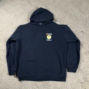 White Fox Hoodie Black Sz Small Great Things Are Coming Smiley Graphic Pullover